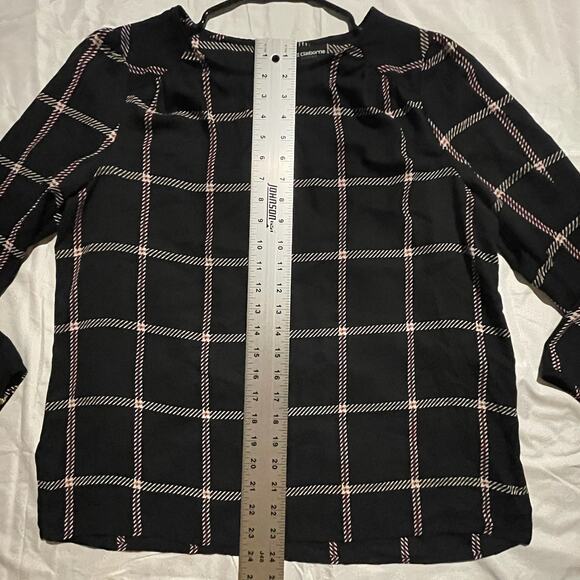 Liz Claiborne Womens M Blouse Plaid Career Top Keyhole Back Holiday Corpcore EUC - Picture 3 of 5